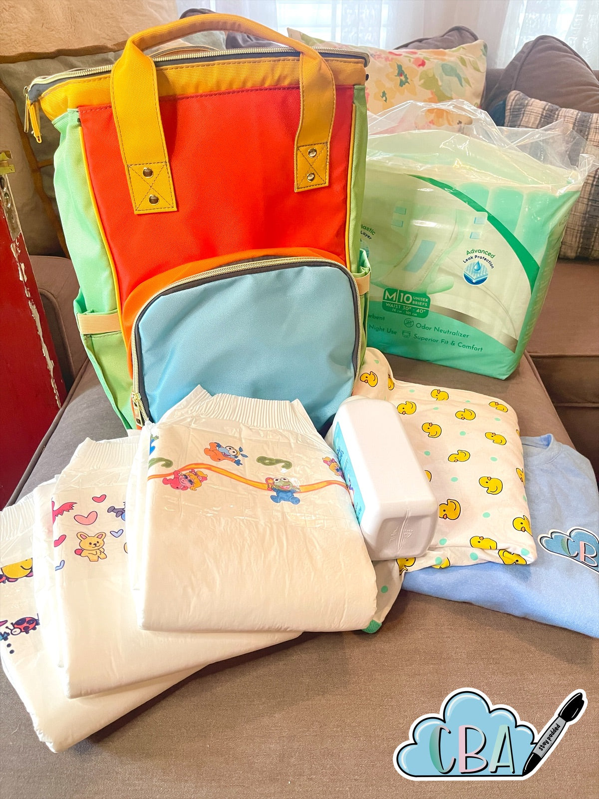 FREE STICKERS ABDL 90s Retro Colors Diaper Bag Backpack