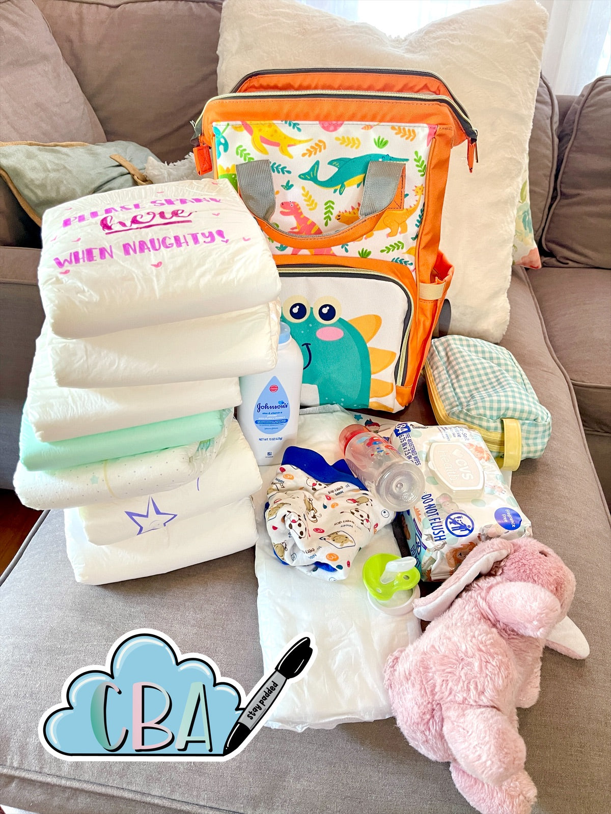 FREE STICKERS ABDL Cute Dinosaur Diaper Bag Backpack