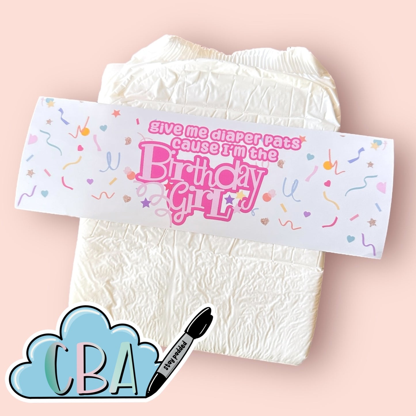 ABDL Clear Premium Diaper Tapes Duo "Happy Birthday Duo" Boy or Girl