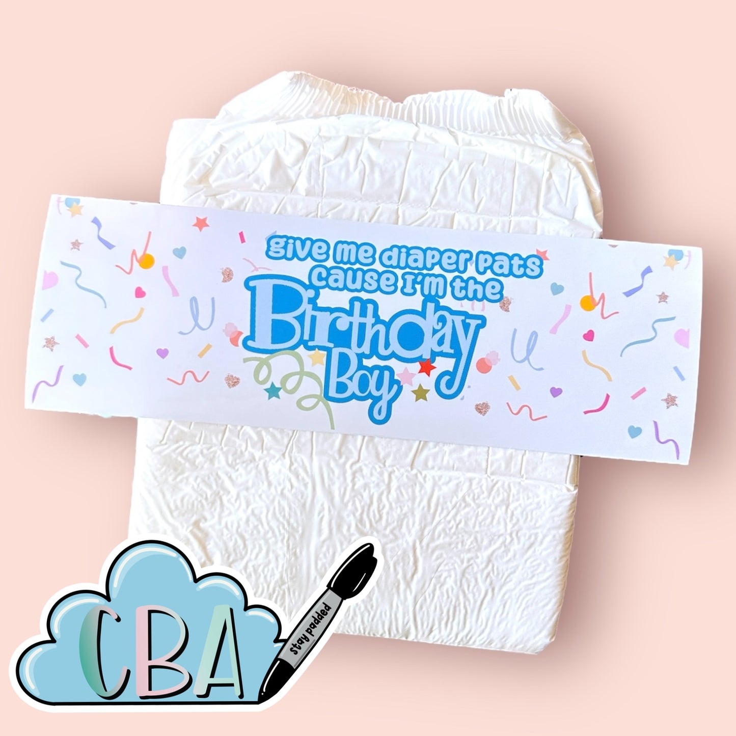 ABDL Clear Premium Diaper Tapes Duo "Happy Birthday Duo" Boy or Girl