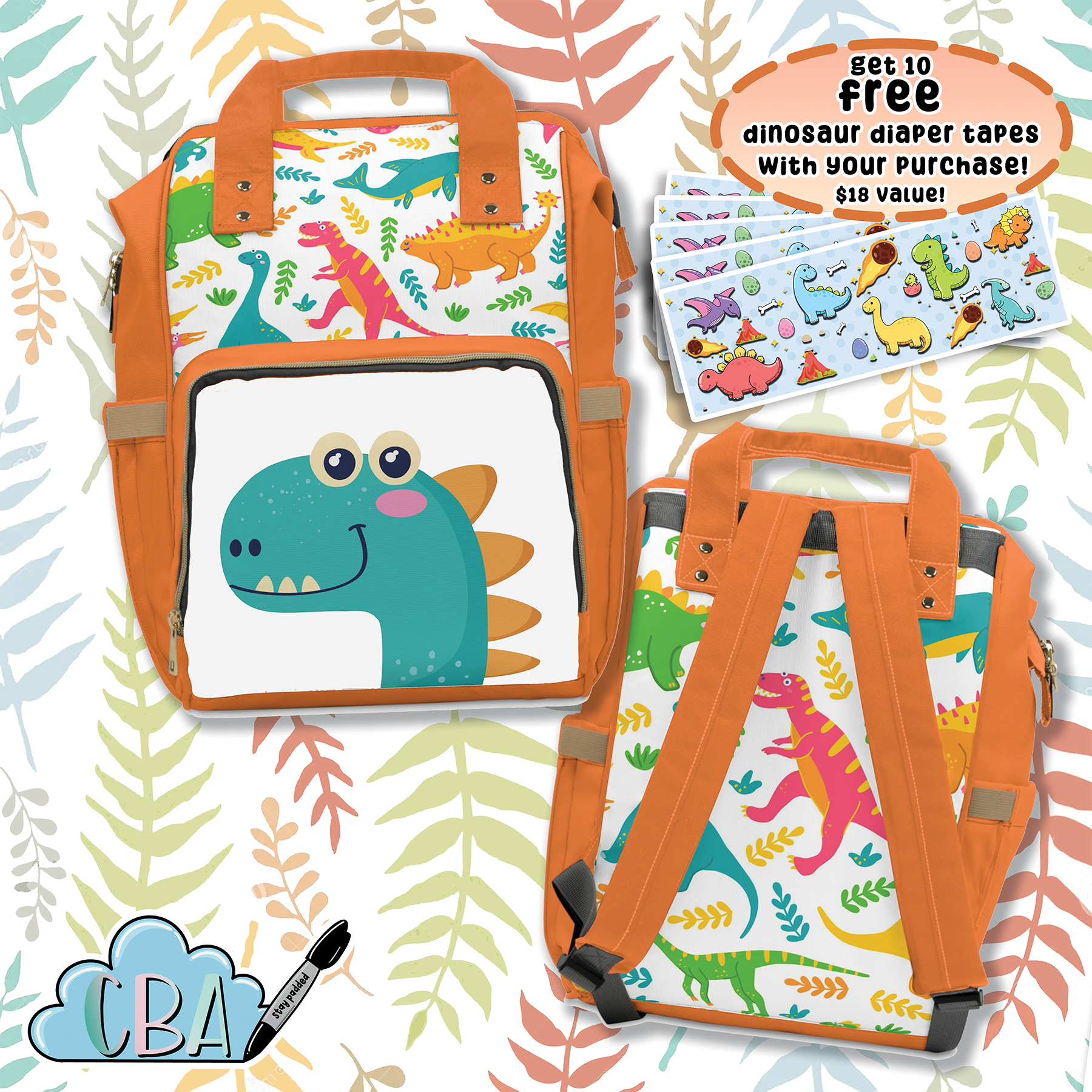 Dinosaur backpack hot sale diaper bag