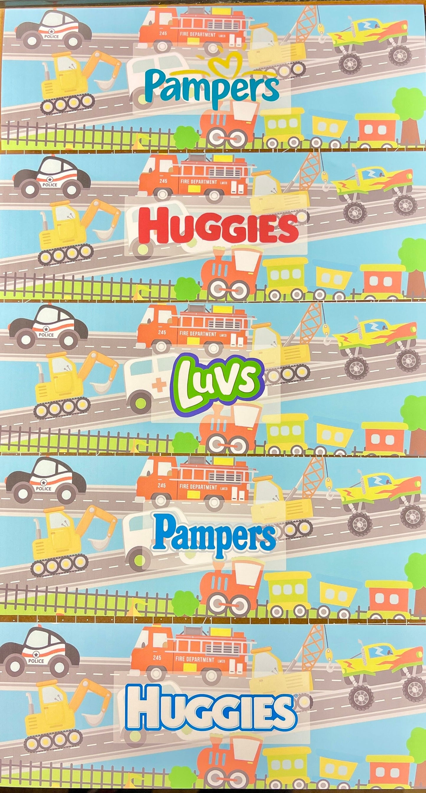 Trucks with Logo Diaper Tape