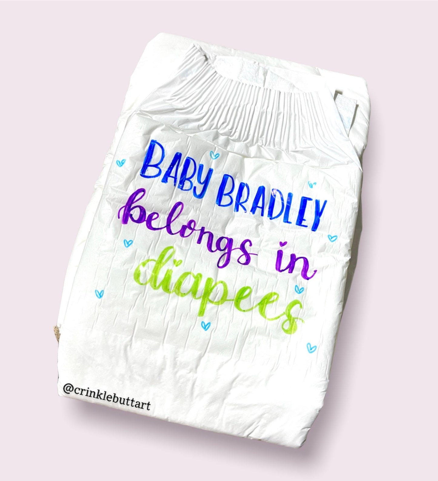 ABDL Adult Baby Diaper, “Gentle Diapering Collection” Insert your Name, Choose 1