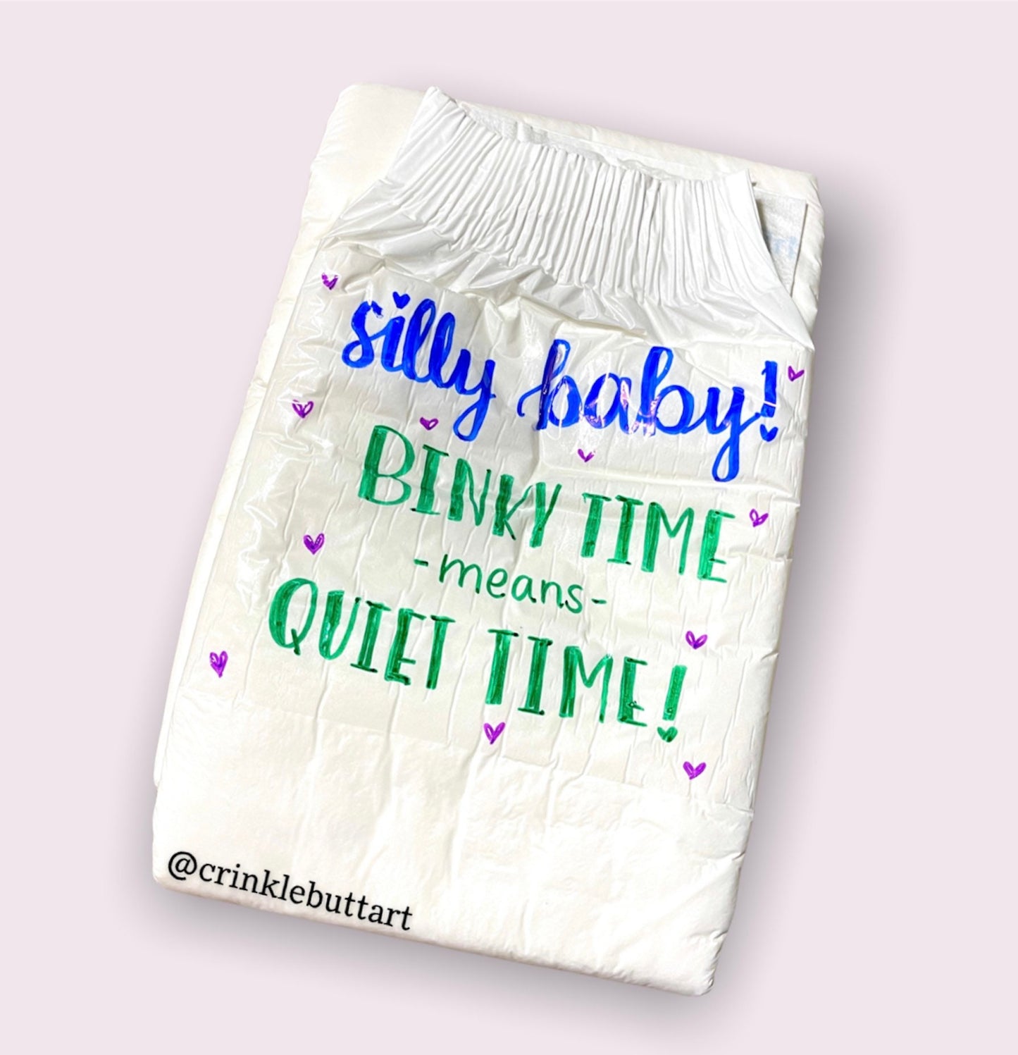 ABDL Adult Baby Diaper, “Gentle Diapering Collection” Insert your Name, Choose 1