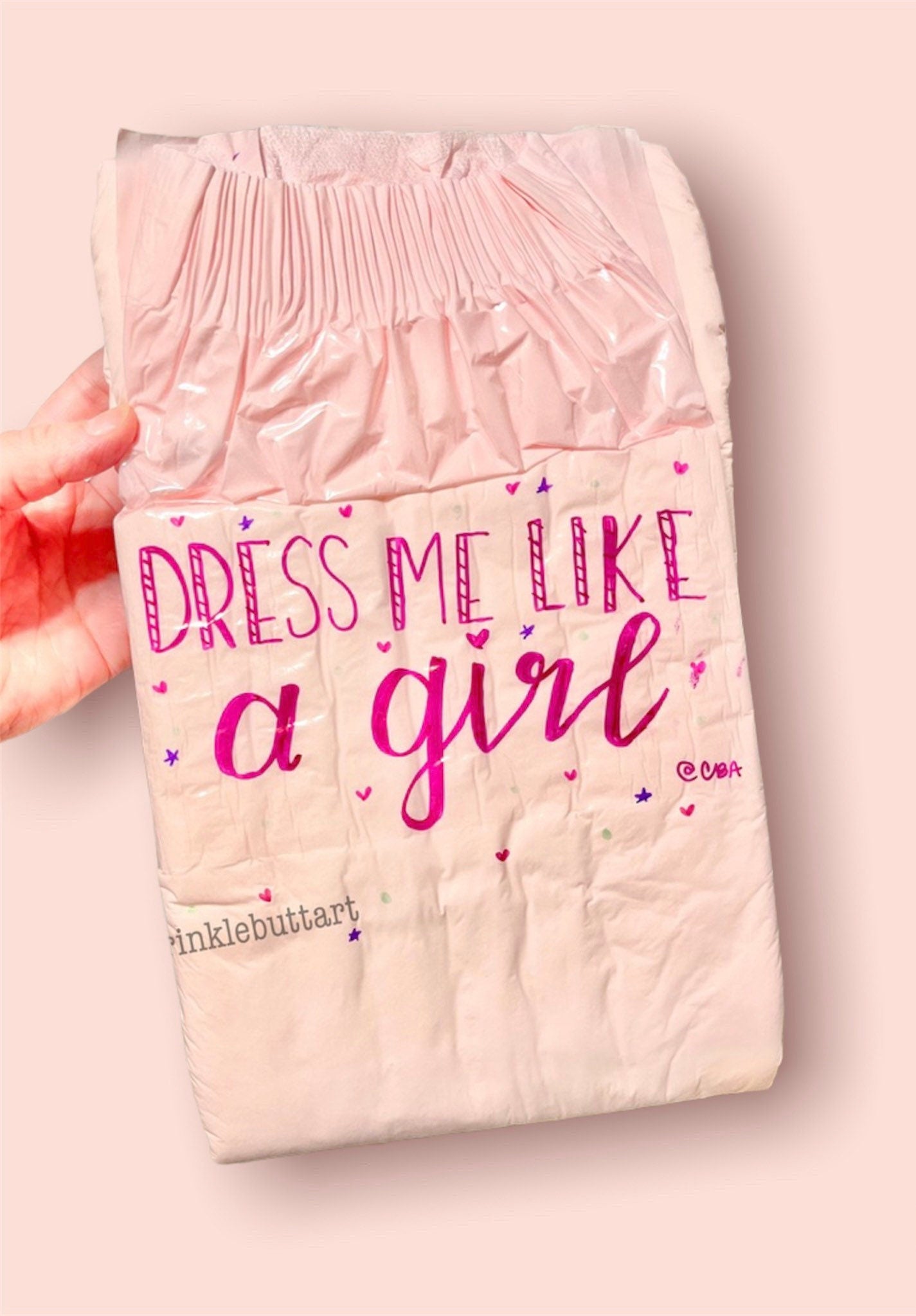 ABDL Adult Diaper *WHITE DIAPER* “Sissy Collection” Insert your Name, Choose 1 Design