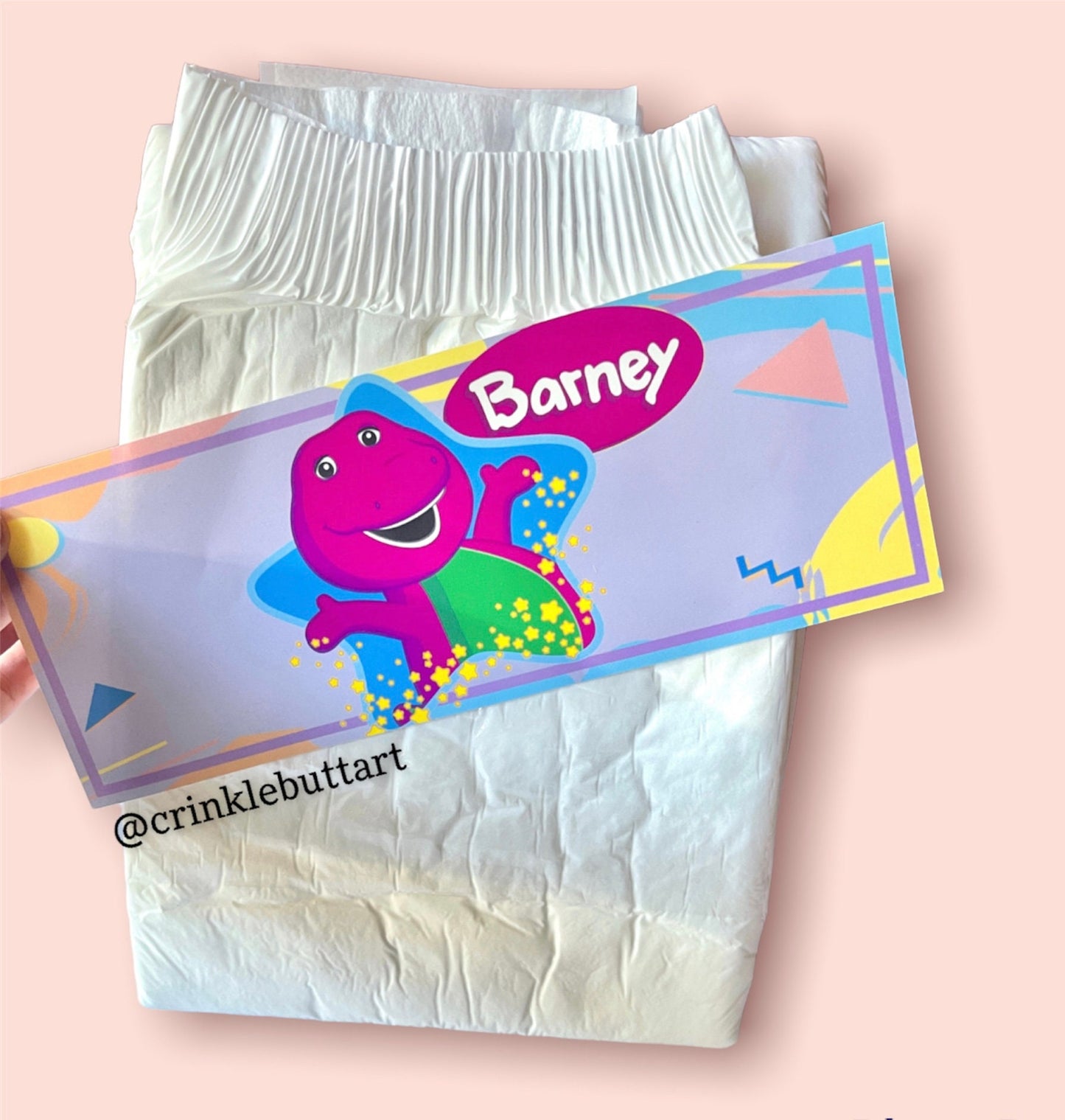 ABDL *CLEAR* Premium Diaper Tapes "Barney" ABDL vintage design