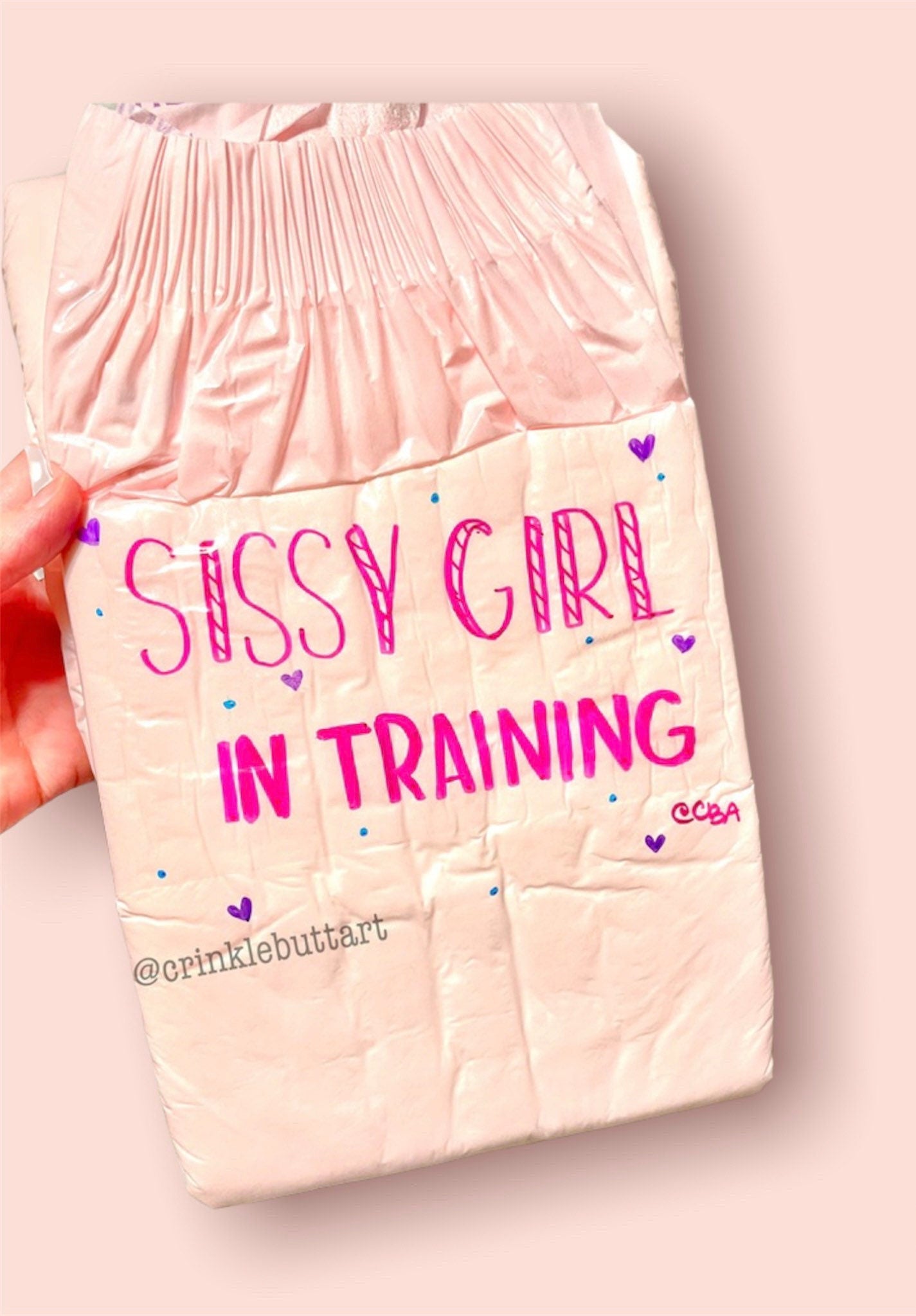 ABDL Adult Diaper *WHITE DIAPER* “Sissy Collection” Insert your Name, Choose 1 Design