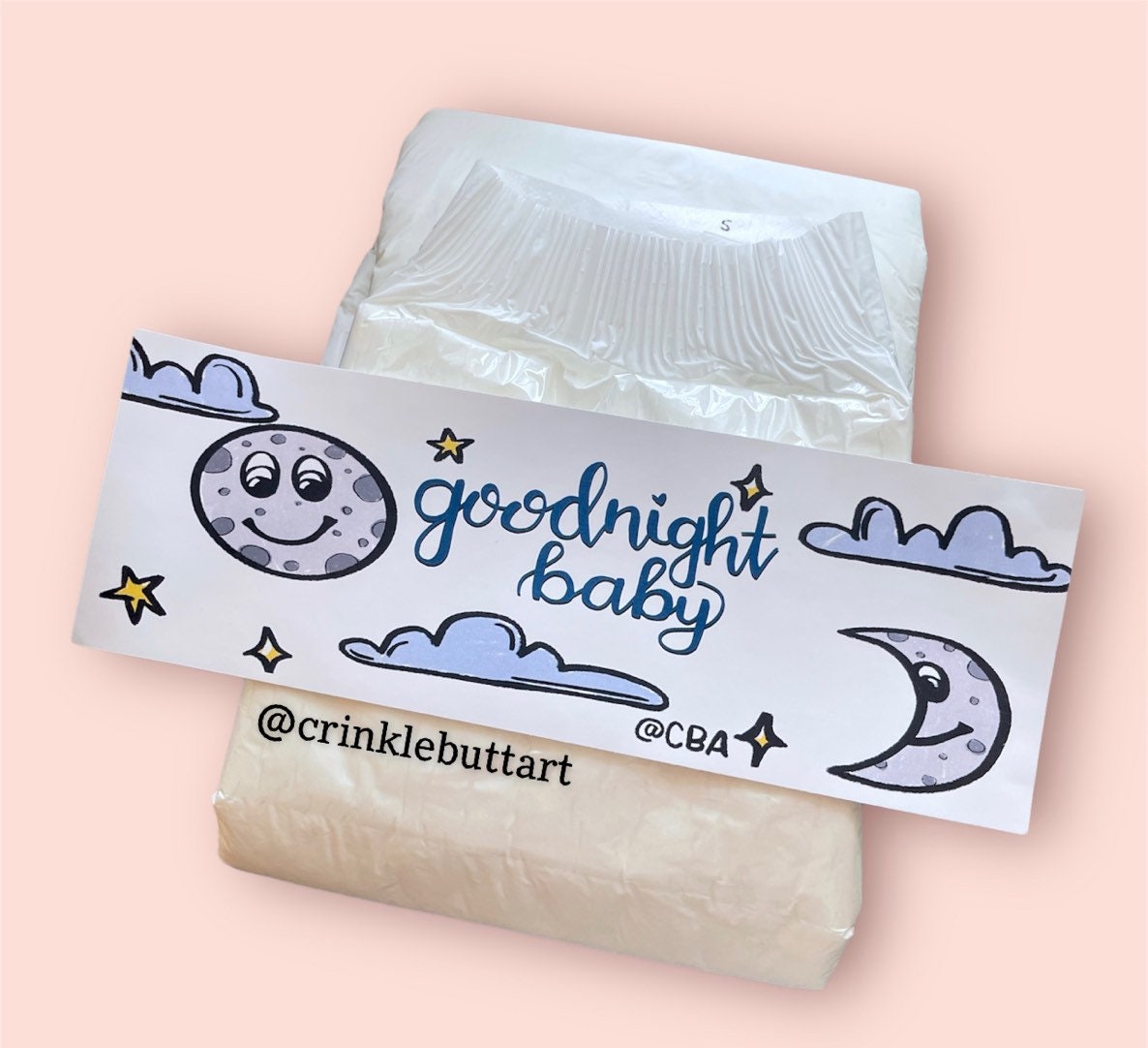 ABDL Diaper Tapes Set of *2*, “Good Morning & Goodnight Baby”