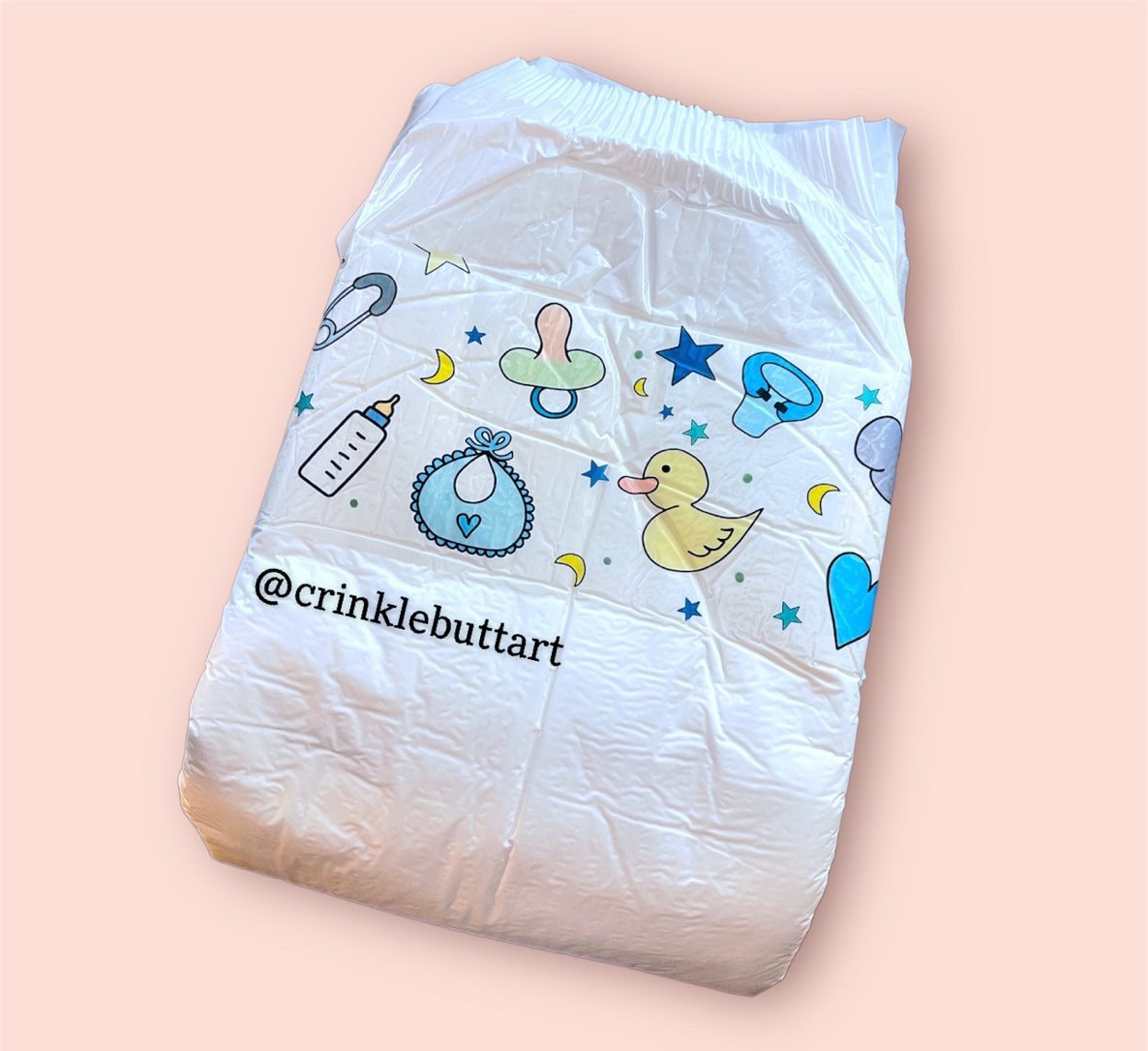 ABDL Diaper Tape “Baby Things”, Blue, Pink or Orange