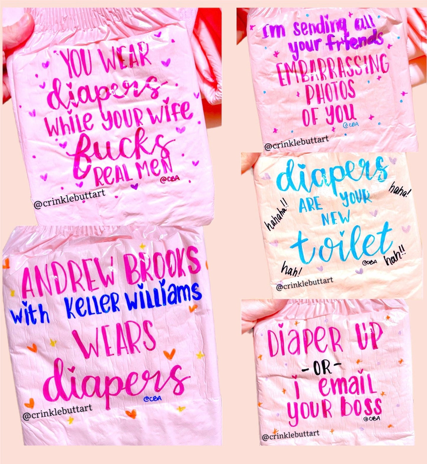 *WHITE DIAPER* -Exposing Andrew Collection- Insert your Name, Choose 1 Design