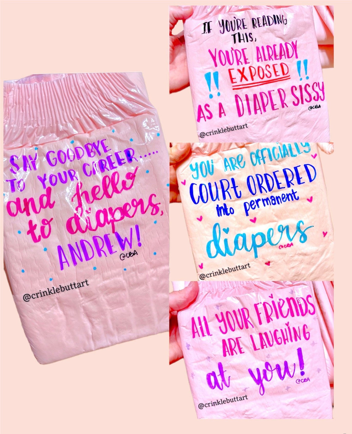 *WHITE DIAPER* -Exposing Andrew Collection- Insert your Name, Choose 1 Design