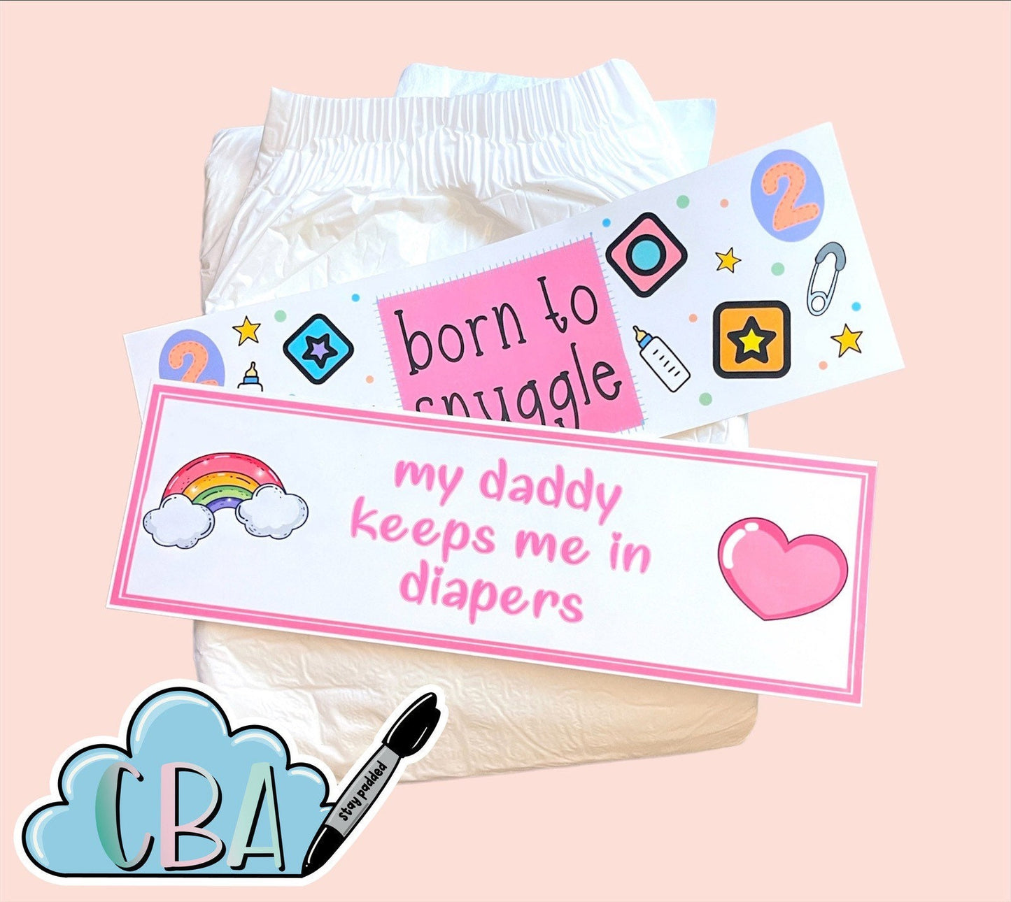 ABDL Diaper Tapes, Pack of 4, Premium Clear “Daddy’s Girl Pack”