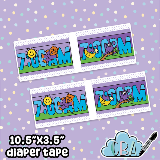 ABDL Clear Premium Diaper Tapes “Vintage 7am to 7pm”