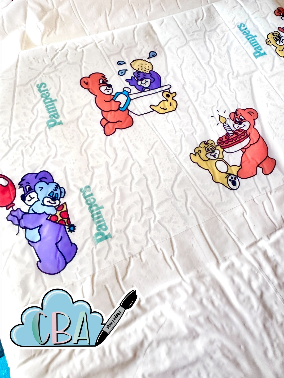 ABDL Clear Premium Diaper Tapes “Vintage Bears Playing”