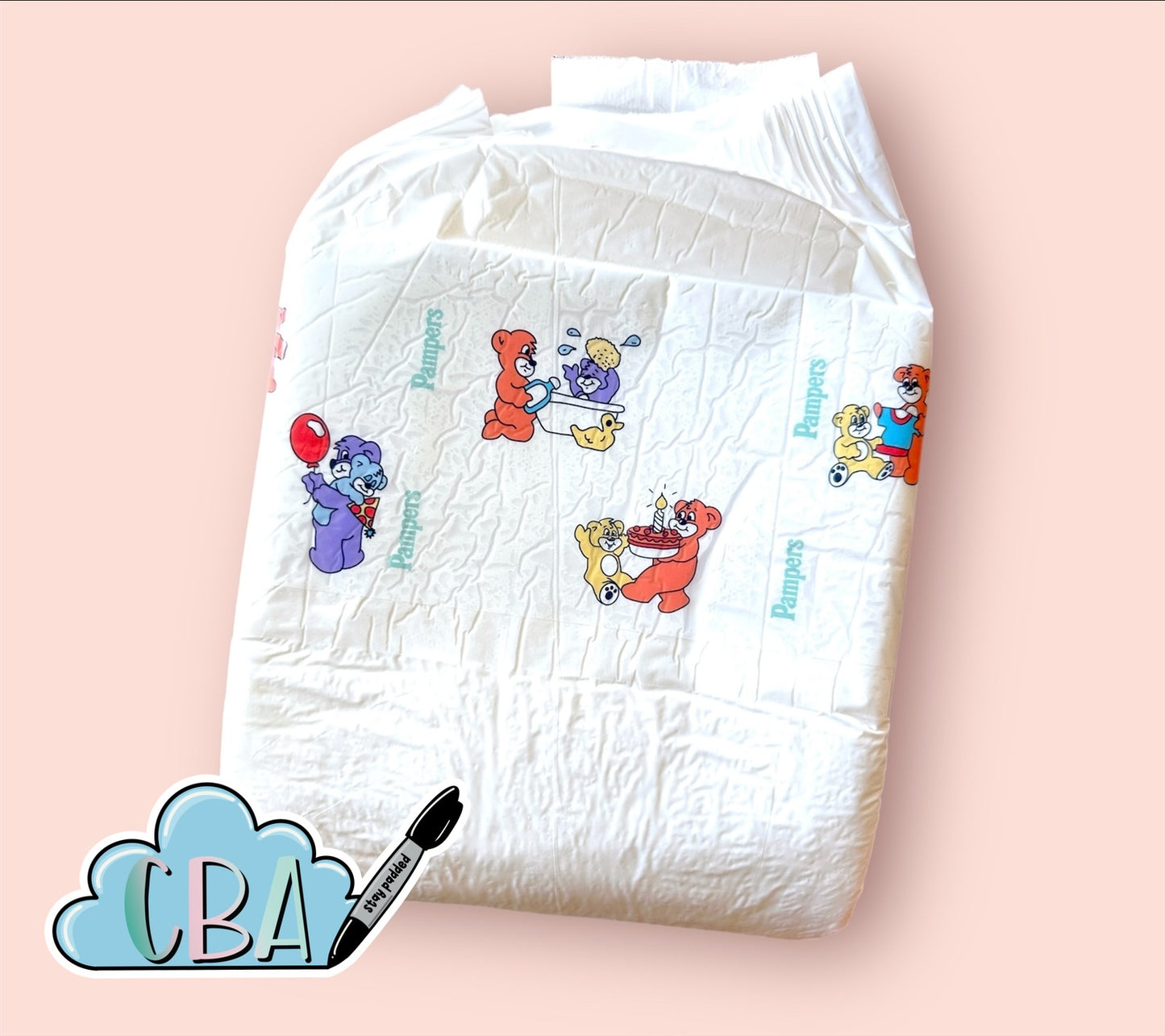 ABDL Clear Premium Diaper Tapes “Vintage Bears Playing”