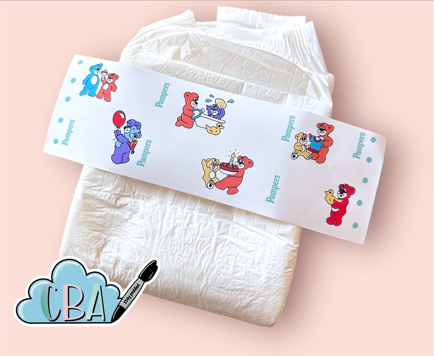 ABDL Clear Premium Diaper Tapes “Vintage Bears Playing”