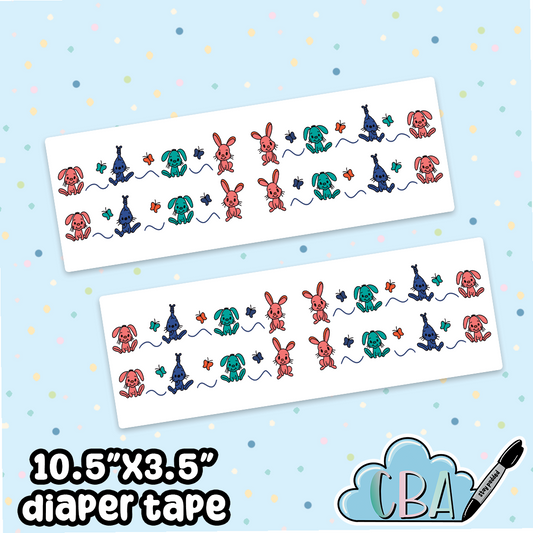 ABDL Clear Premium Diaper Tapes “Vintage Bunnies & Butterflies”