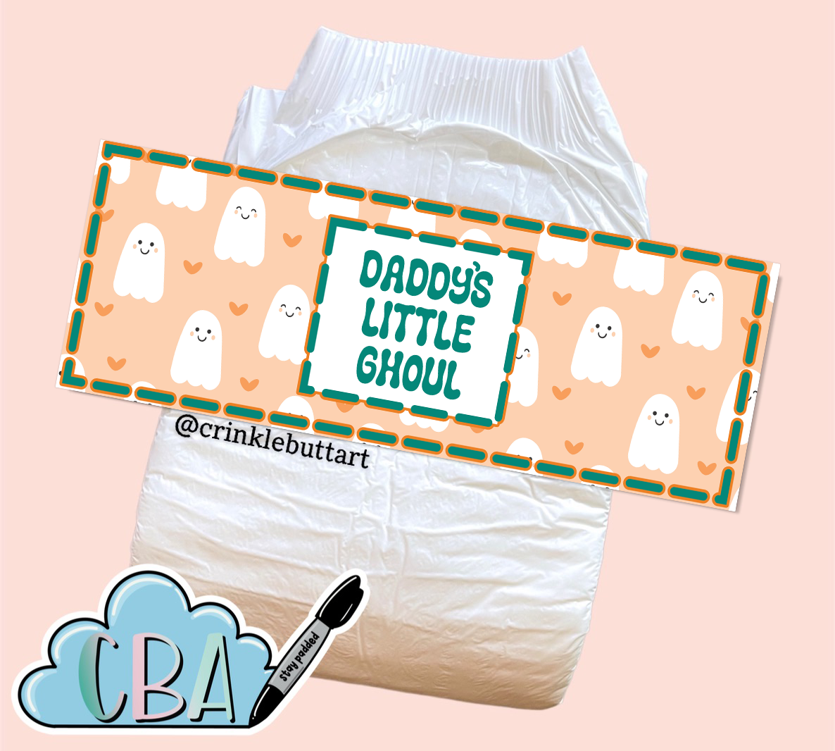 ABDL Halloween Diaper Tape "Mommy's or Daddy's Little Ghoul"