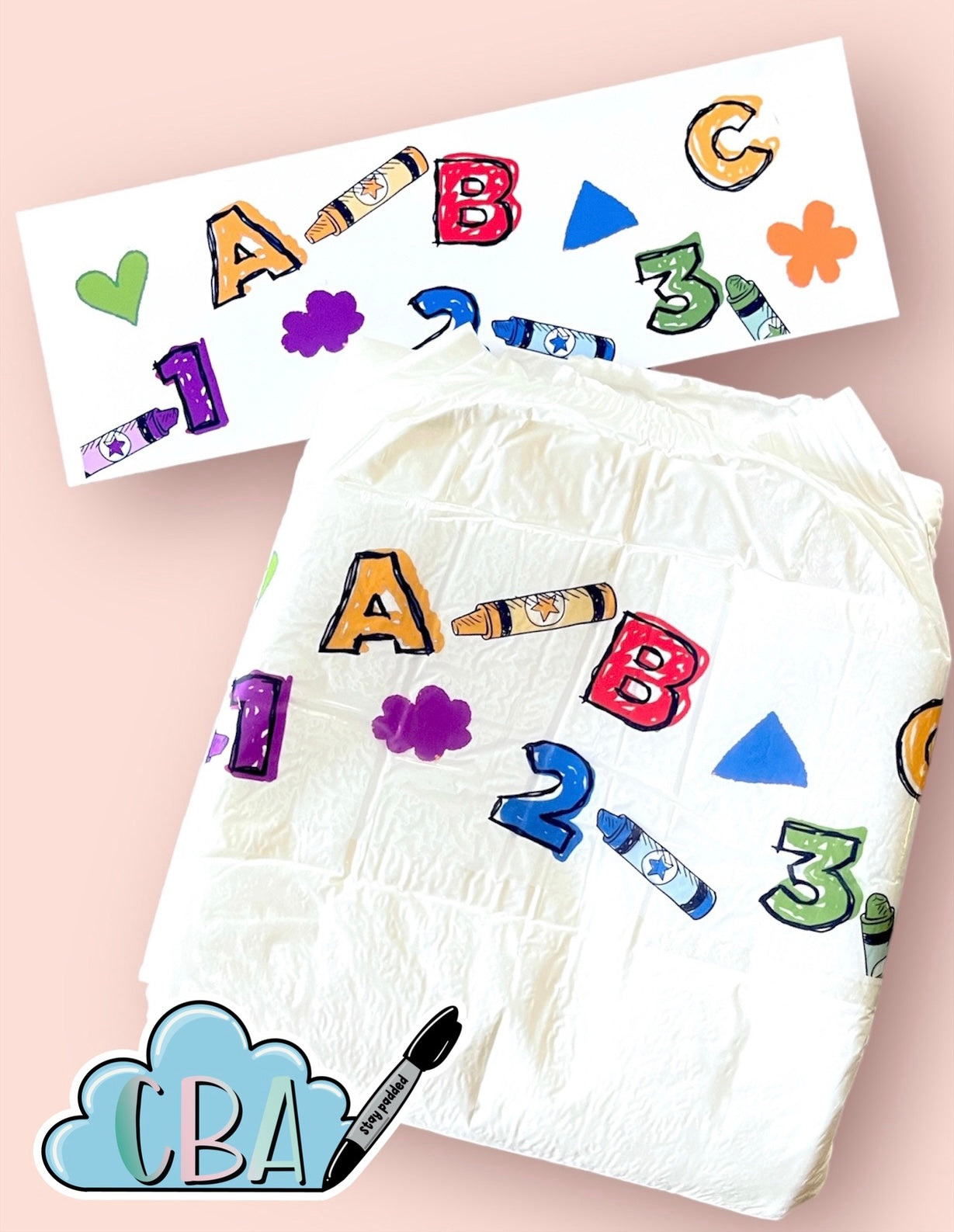 ABDL Clear Premium Diaper Tapes “Pre K Doodles”