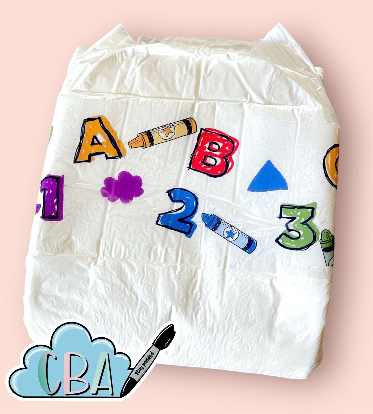 ABDL Clear Premium Diaper Tapes “Pre K Doodles”