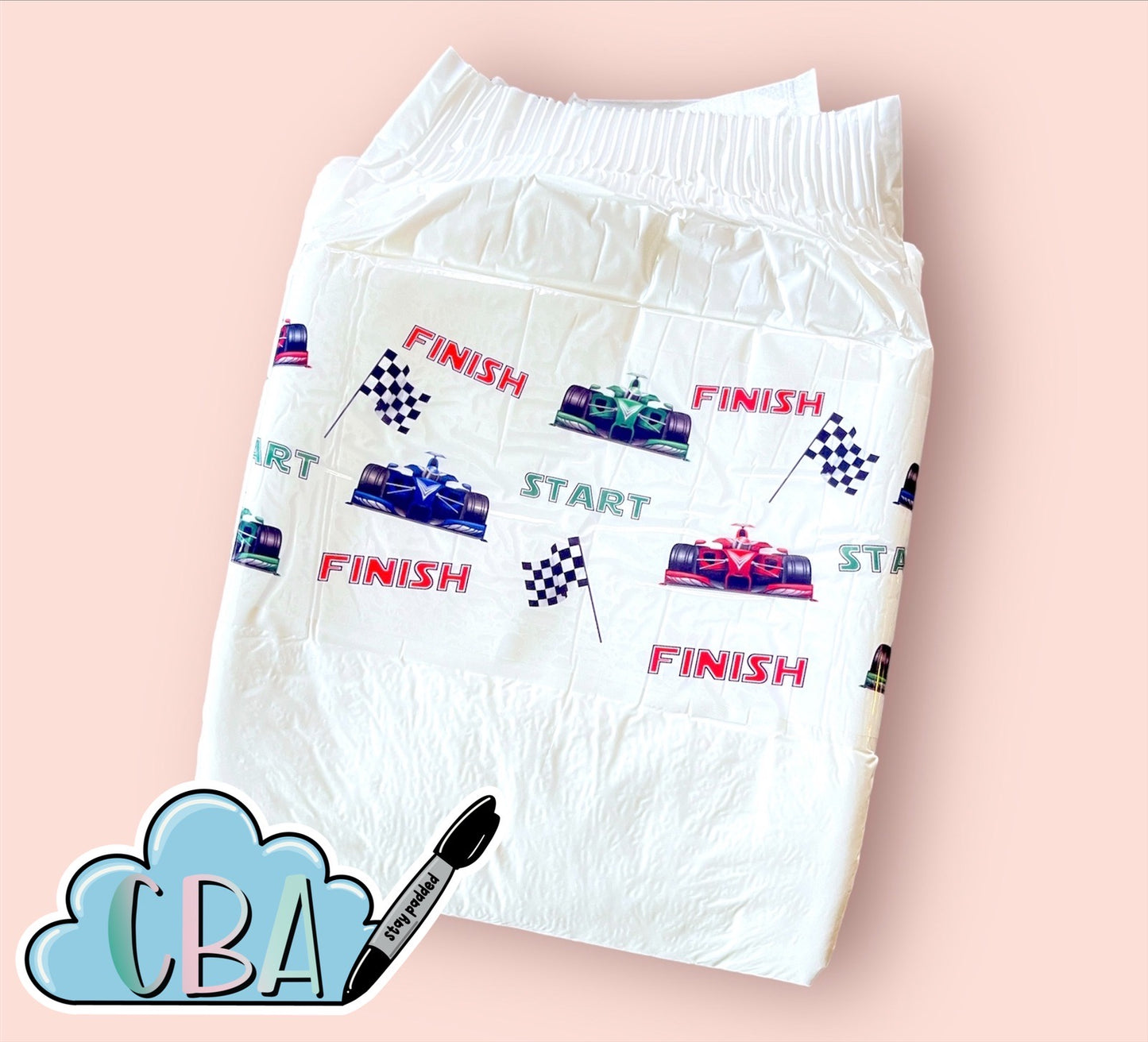 ABDL Clear Premium Diaper Tapes “Race Cars”