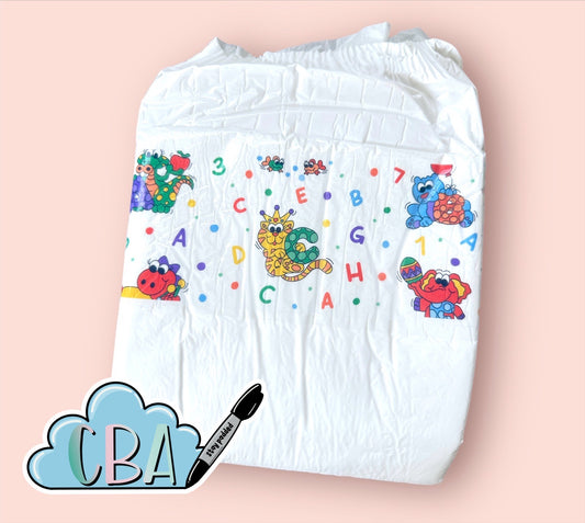 ABDL Clear Premium Diaper Tapes “Vintage ABC Animals”