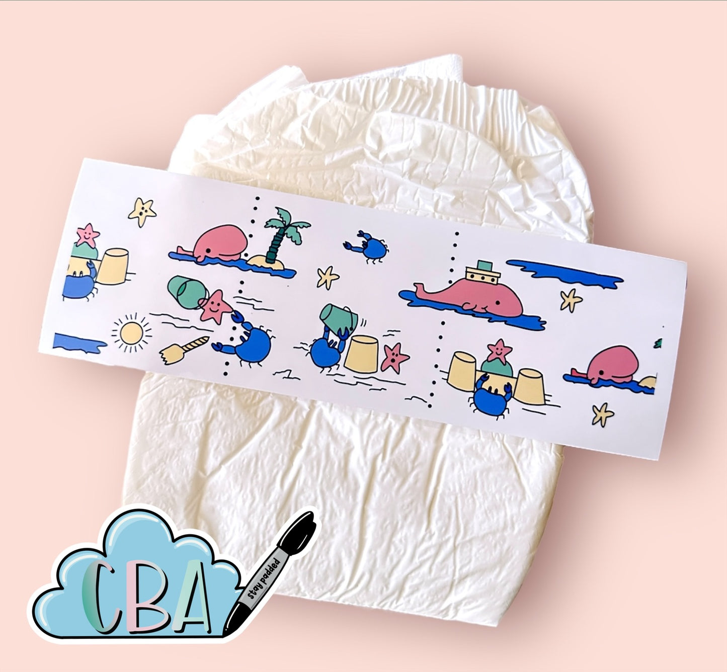 ABDL Clear Premium Diaper Tapes “Vintage Beach”