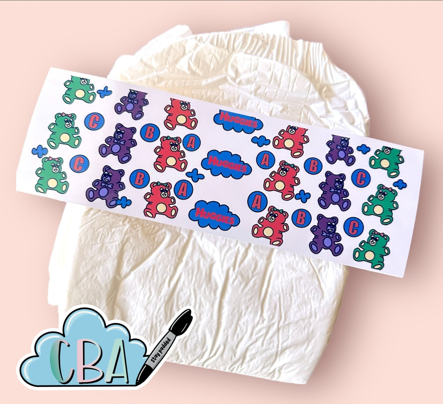 ABDL Clear Premium Diaper Tapes “Vintage ABC Teddy Bears”