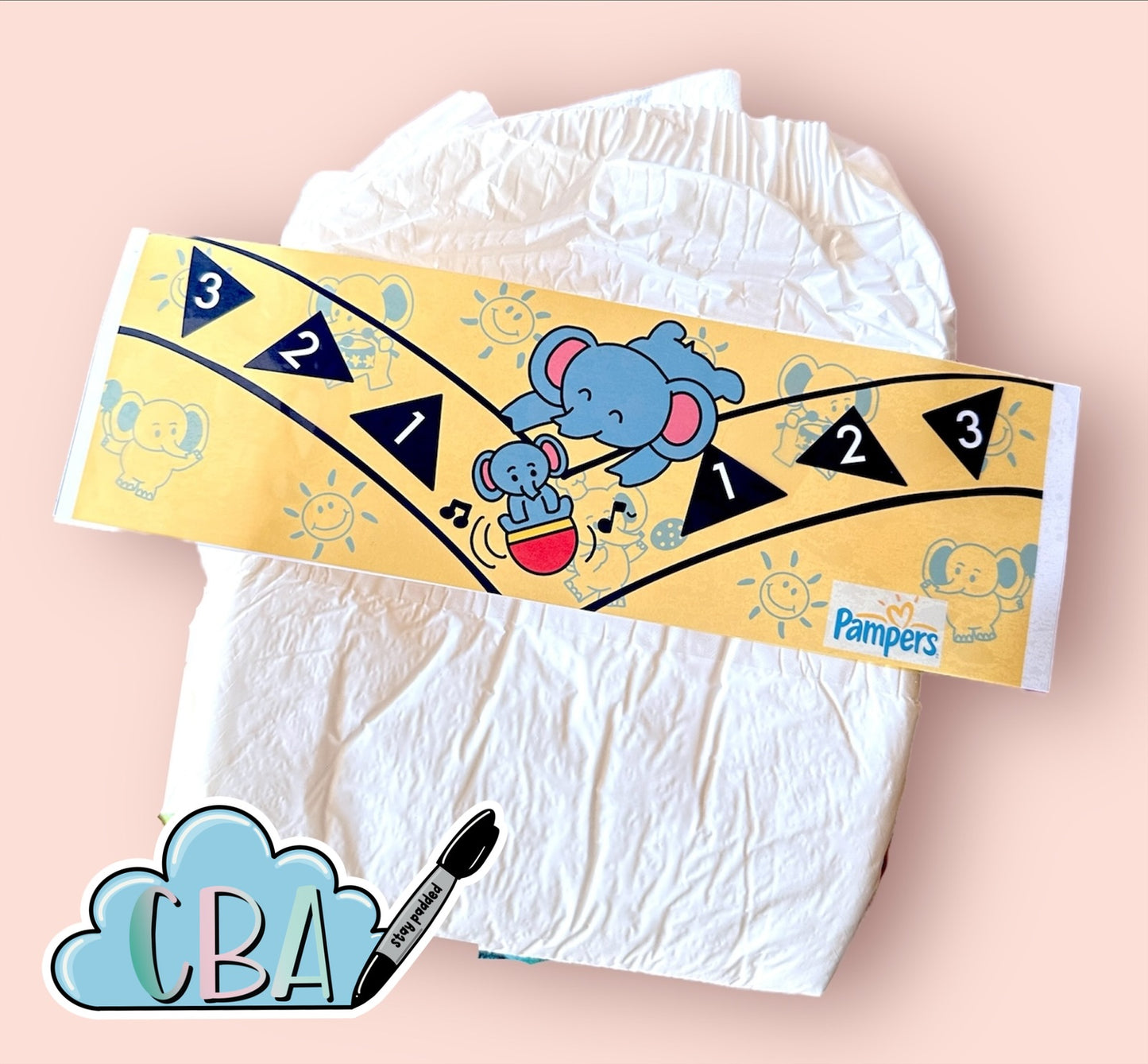 ABDL Clear Premium Diaper Tapes “Vintage 123 Elephants”