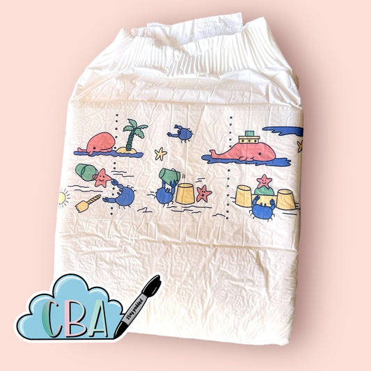 ABDL Clear Premium Diaper Tapes “Vintage Beach”