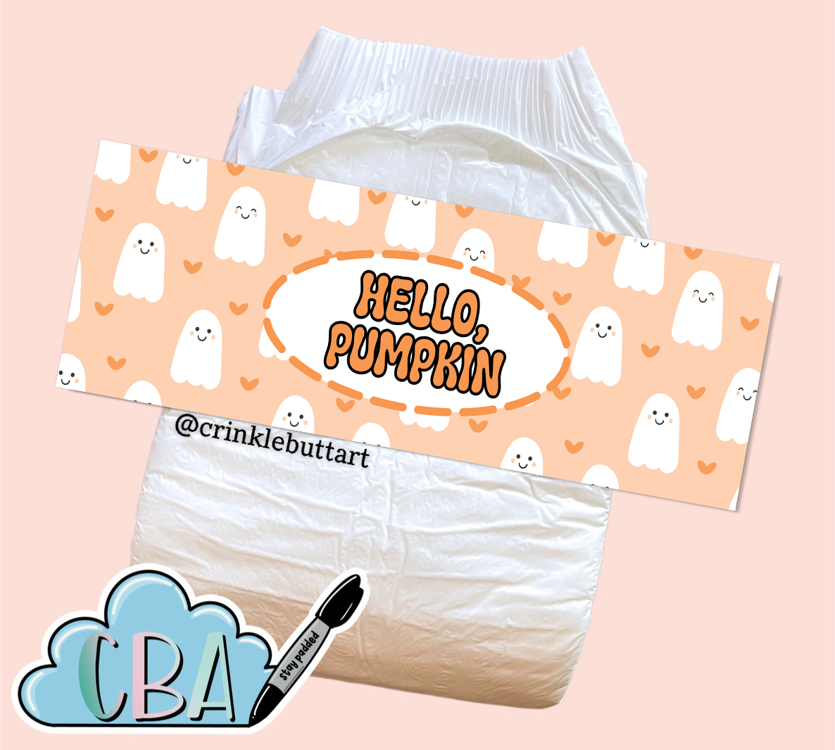 ABDL Premium Halloween Diaper Tape "Hello Pumpkin"