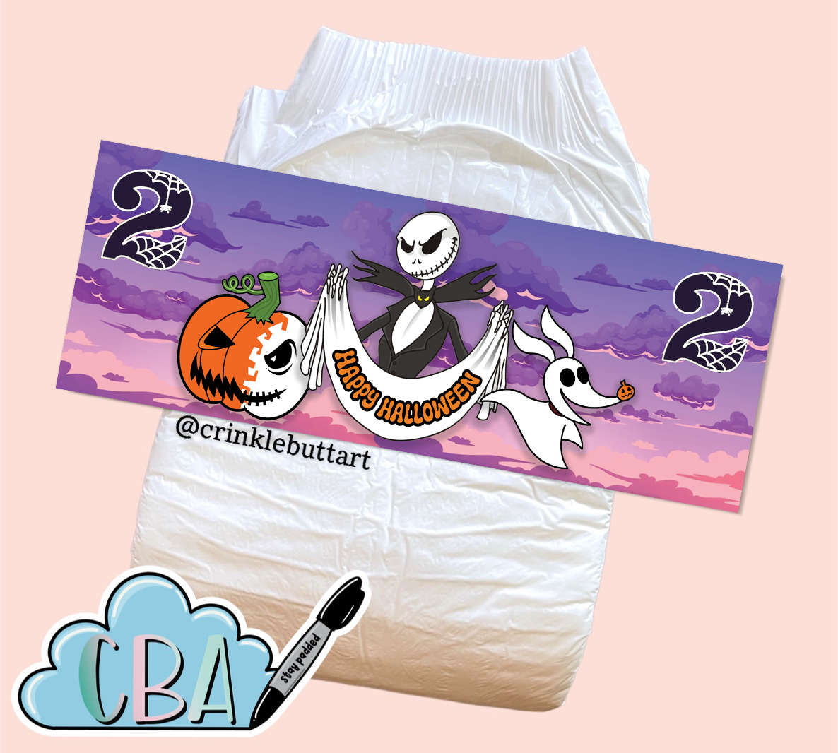 ABDL Halloween Diaper Tape "Jack Happy Halloween"