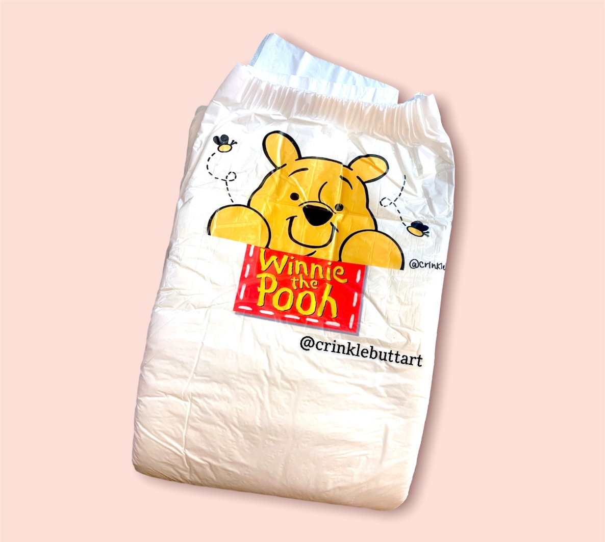 ABDL Diaper with Vinyl Sticker, “Winnie The Pooh”