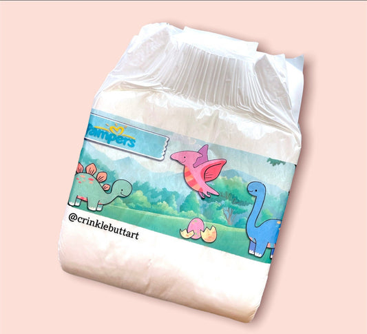 ABDL Clear Premium Diaper Tapes “Pastel Dinos with Logo”
