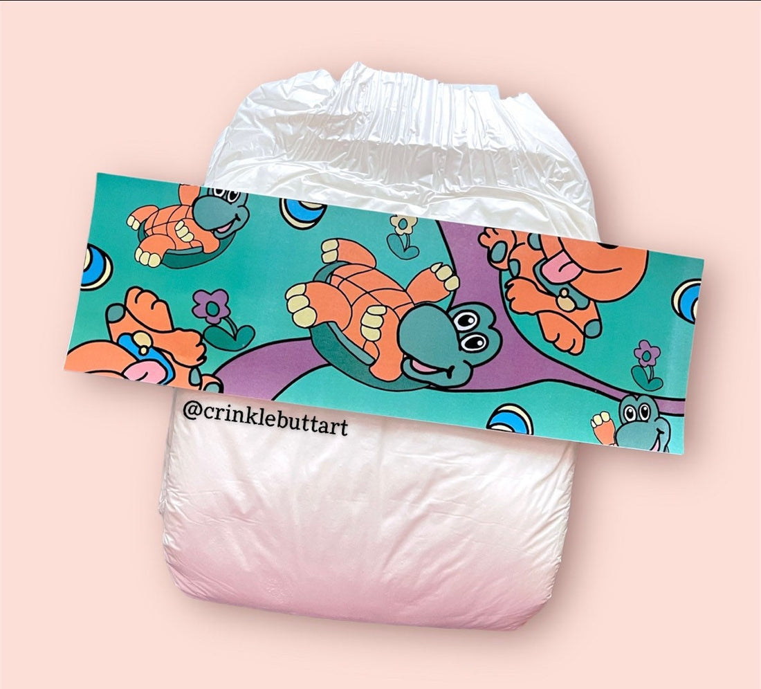 ABDL Diaper Tape & Sticker Sheet, “Vintage Turtle Sticker Kit” *Design ...
