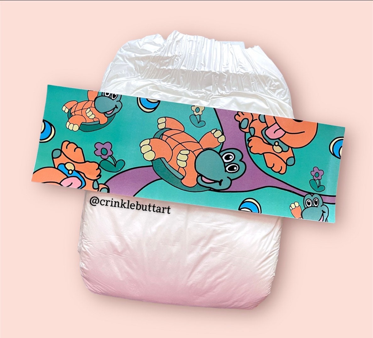 ABDL Diaper Tape & Sticker Sheet,  “Vintage Turtle Sticker Kit” *Design Your Own Diaper!*