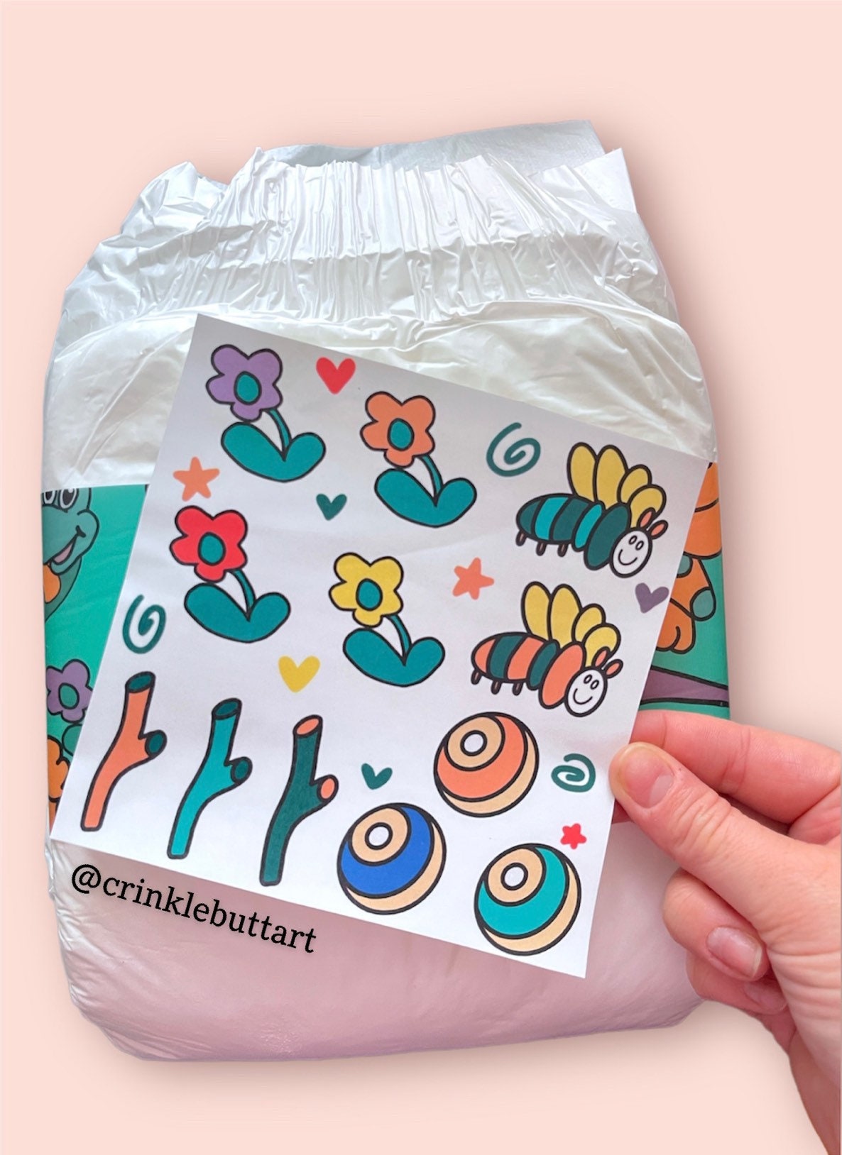 ABDL Diaper Tape & Sticker Sheet, “Vintage Turtle Sticker Kit” *Design ...