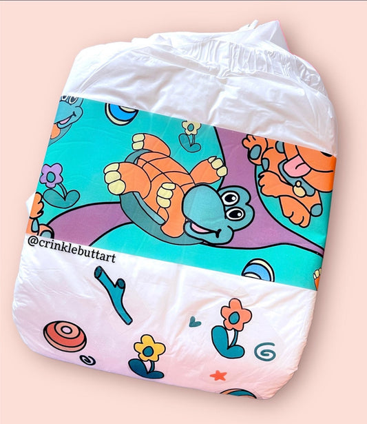 ABDL Diaper Tape & Sticker Sheet, “Vintage Turtle Sticker Kit” *Design Your Own Diaper!*