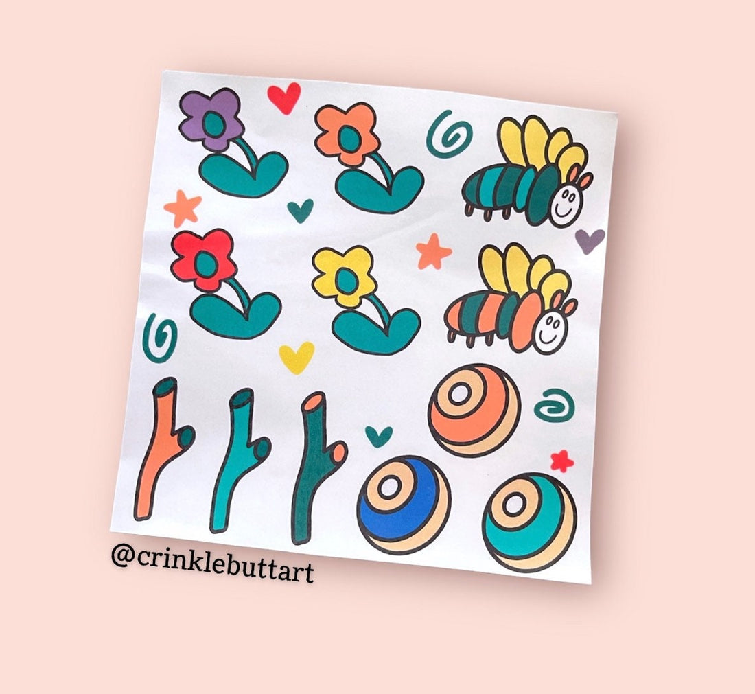 ABDL Diaper Tape & Sticker Sheet, “Vintage Turtle Sticker Kit” *Design ...