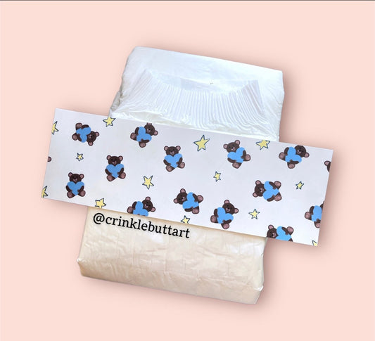 ABDL Diaper Tape,"Teddy Bears and Stars" Pink or Blue
