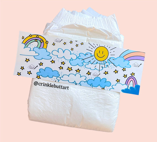 ABDL Clear Premium Diaper Tapes “Vintage Stars & Rainbows”