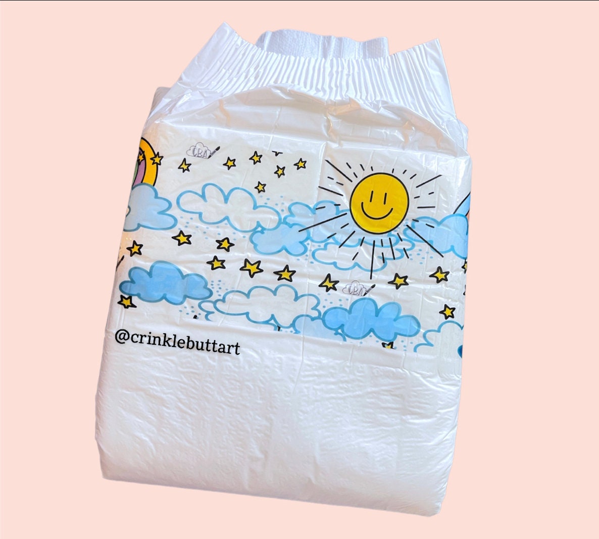 ABDL Clear Premium Diaper Tapes “Vintage Stars & Rainbows”