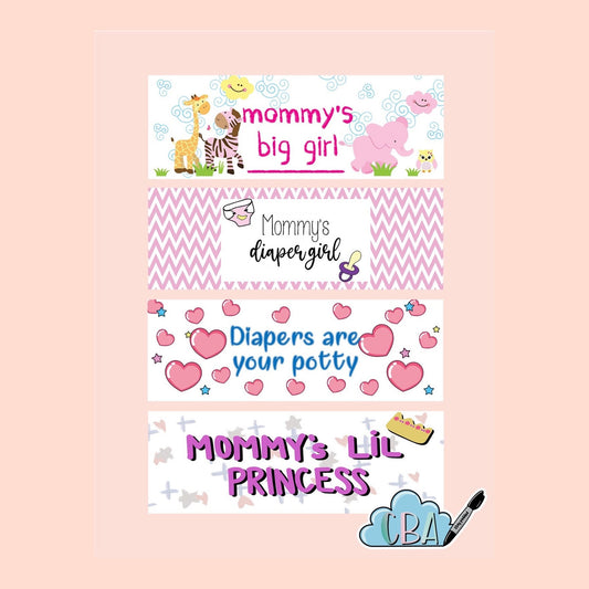 ABDL Diaper Tapes, Pack of 4, Premium Clear “Mommy's Girl Pack”