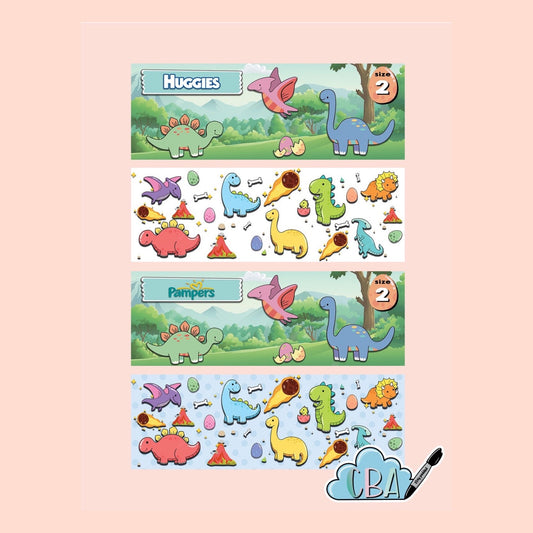 ABDL Diaper Tapes, Pack of 4, Premium Clear “Dino Pack”