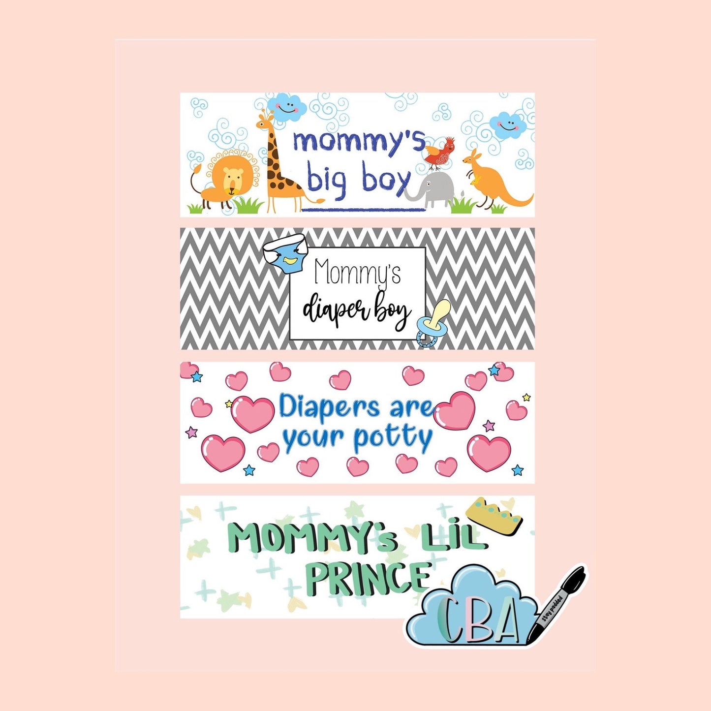 ABDL Diaper Tapes, Pack of 4, Premium Clear “Mommy's Boy Pack”