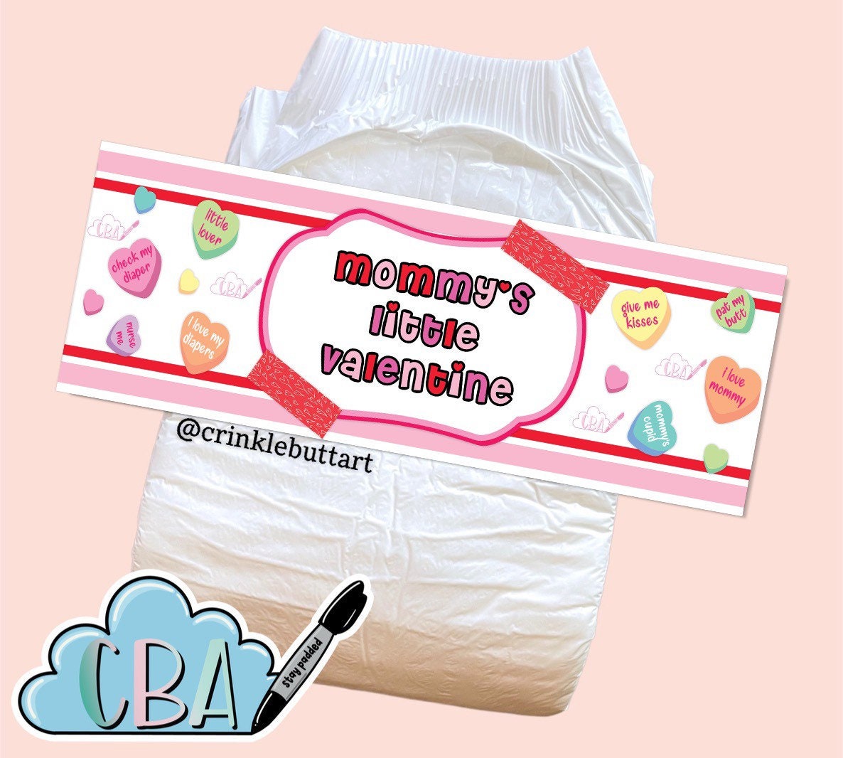 ABDL Premium Diaper Tape “Mommy’s *OR* Daddy’s Little Valentine”