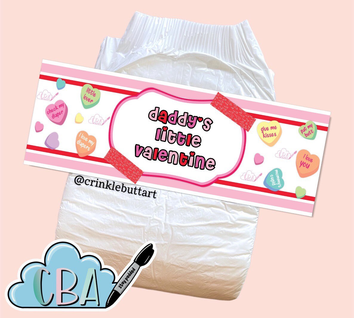 ABDL Premium Diaper Tape “Mommy’s *OR* Daddy’s Little Valentine”