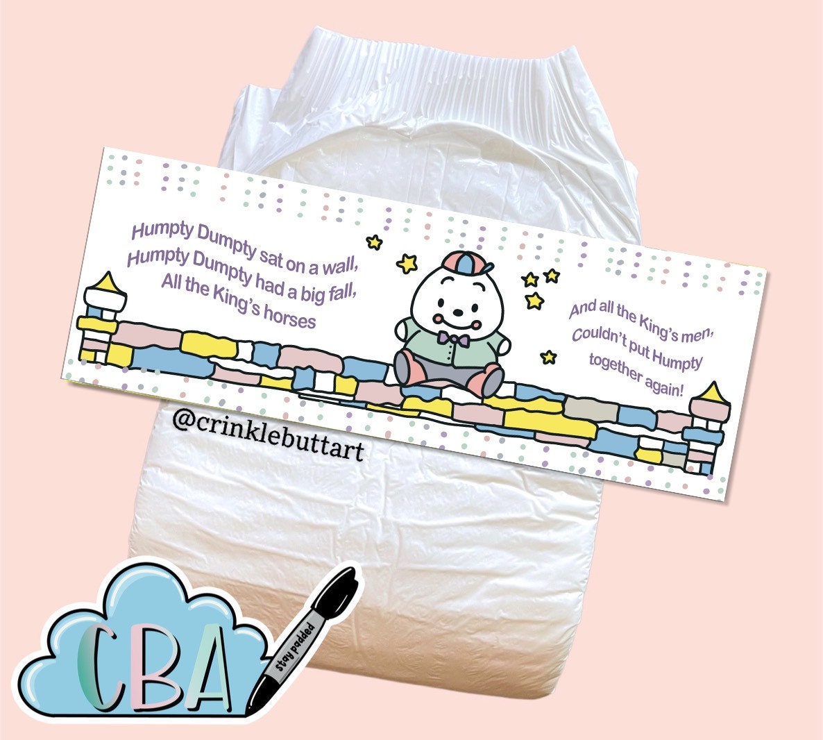 ABDL Clear Premium Diaper Tapes “Vintage Nursery Rhymes”