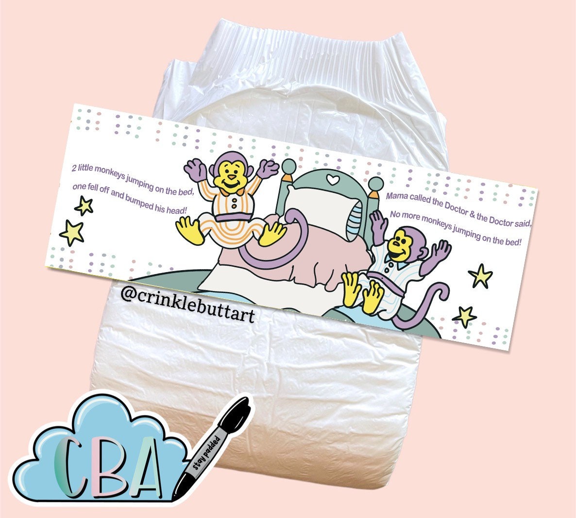 ABDL Clear Premium Diaper Tapes “Vintage Nursery Rhymes”