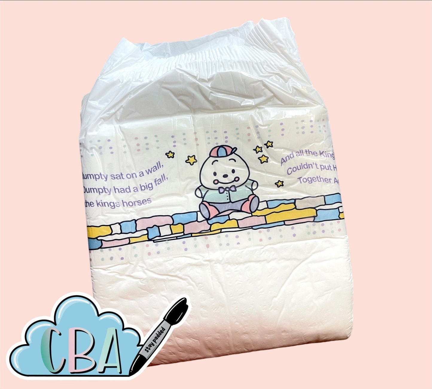 ABDL Clear Premium Diaper Tapes “Vintage Nursery Rhymes”